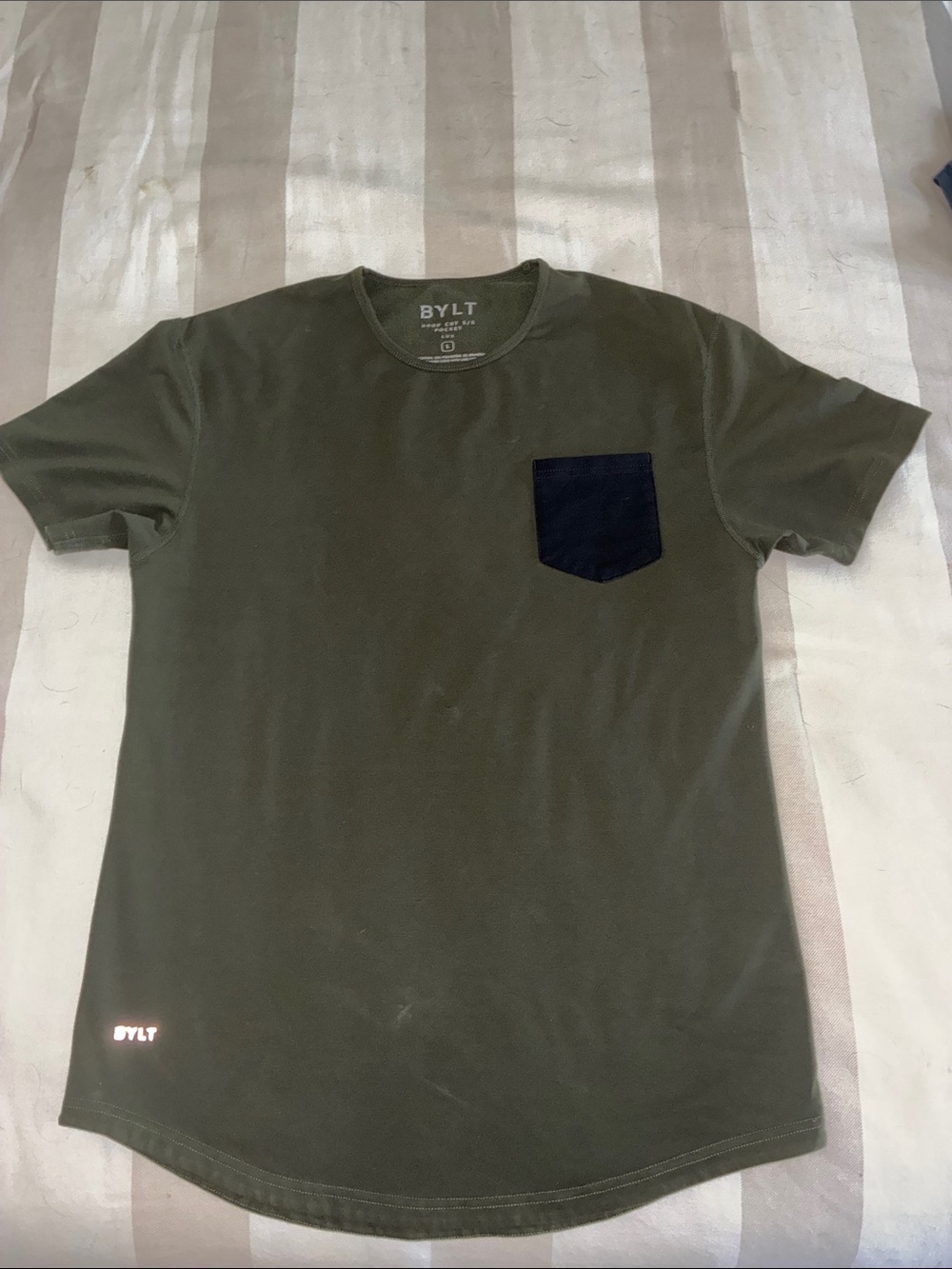 BYLT Men's Olive Green Short Sleeve Pocket Tee
